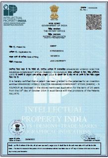 Certificate of ENHANCED HYBRID EJECTOR REVERSE-DOWNDRAFT STOVE (EHERS) - N KG HOUR