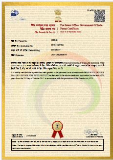 Certificate of Porous Double Walled Indoor Fire Test Facility